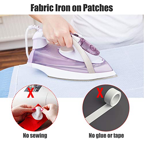 12 Sheets Iron-On Mending Fabric 4.92 x 11 Inch Iron On Clothes Patches for Mending Fix Couch Pants Pockets Holes Knees Elbow (Black)