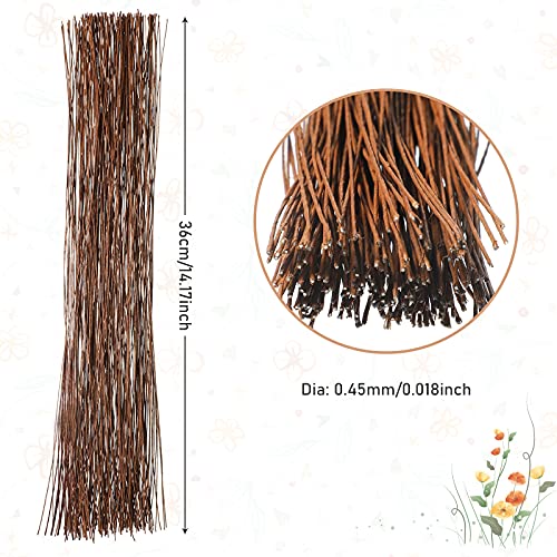 Hotop 200 Pieces 26 Gauge Floral Wire 14 Inch Floral Paper Wrapped Wire Flexible Paddle Wire for Fuax Flower Making DIY Bouquet Handcrafts Wood Flowers Dark Brown