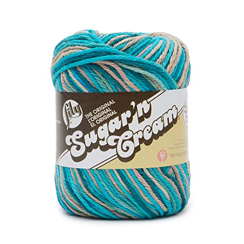 Lily Sugar'n Cream Super Size Ombres Yarn, 3 oz, Pebble Beach Ombre, 1 Ball
