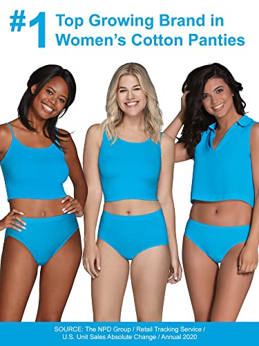 Fruit of the Loom Women's Eversoft Cotton Bikini Underwear, Tag Free & Breathable, Cotton-10 Pack-Colors May Vary, 6
