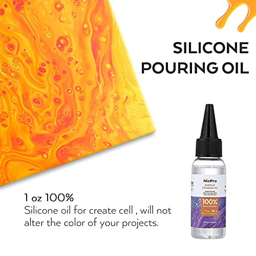 Nicpro 13 Fluorescent Colors Neon Pouring Paint with Silicone Oil Cell Creation, 2oz Bottles Ready to Pour Acrylic Paint Supplies for Pouring on Canvas, Glass, Paper, Wood, Tile, and Stones