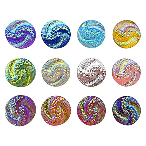 Honbay 100PCS Round Resin Flatback Cabochons Colorful Cabochons for Setting Bezel Tray Pendant Charms (Mix Color, 12mm)