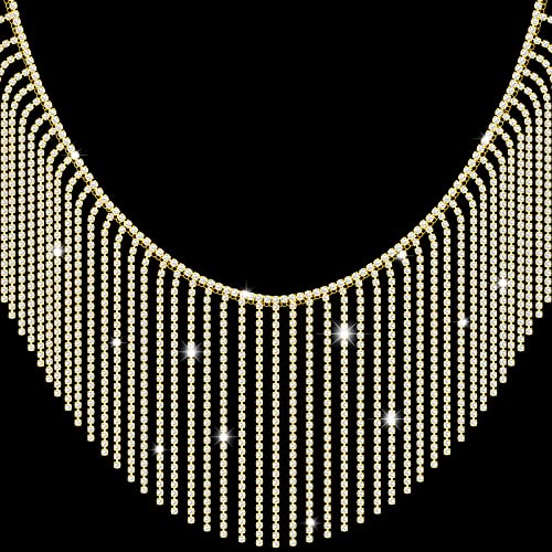 2 Yard Rhinestone Fringe Trim Rhinestone Ribbon Tassel Chain Diamond Crystal Tassel Fringe Trim for Sewing Crafts Wedding Party Clothing Accessories Female Jewelry (Gold)