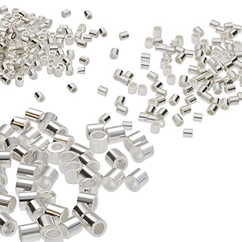 The Beadsmith Tube Crimp Beads, Assorted Sizes, Silver Color, Uniform Cylindrical Shape, No Sharp Edges, Designed to Secure The Ends of Jewelry Stringing Wires and Cables