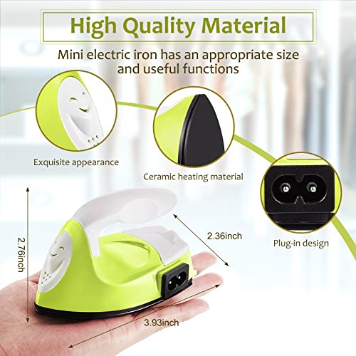 Mini Craft Iron Mini Heat Press Mini Iron Portable Handy Heat Press Small Iron with Charging Base Accessories for Beads Patch Clothes DIY Shoes T-shirts Heat Transfer Vinyl Projects (Fruit Green)