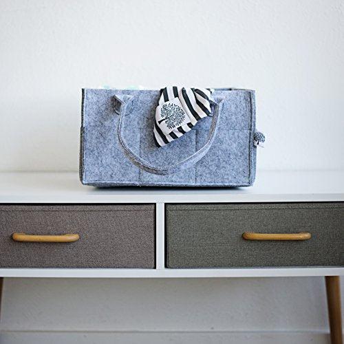 Parker Baby Diaper Caddy - Nursery Storage Bin and Car Organizer for Diapers and Baby Wipes - Grey