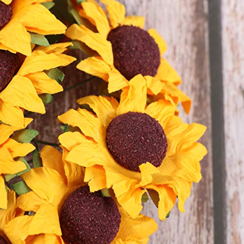 100pcs Chic Mini Artificial Paper Sunflower fake sunflower sunflowers artificial flowers Wedding Decor Craft DIY (Orange)