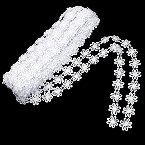 IDONGCAI White Lace Trim Daisy Flower Edging Ribbon for Garments Bridals Decorations DIY Sew Arts Crafts