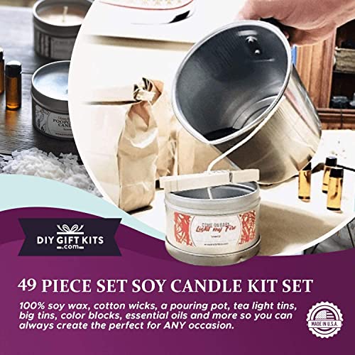 DIY Gift Kits Soy Candle Making Kit for Adults and Teens (49-Piece Set) Easy to Make Essential Oil Scented Wax Candles
