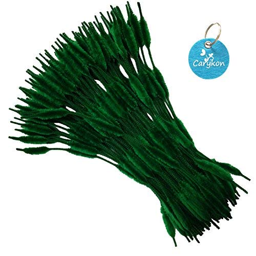 Carykon Pack of 100 Pipe Cleaners Fuzzy Bumpy Chenille Stems for Creative Handmade DIY Art Craft (Blackish Green)