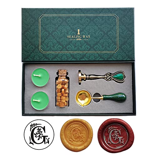 Fancy Letters G Wax Seal Stamp Set, YOSENLING European Style Wax Seal Stamp Kit Gift Box Set, Vintage Personalized Wax Seal Stamp for Letter Cards Invitations (Letters G)