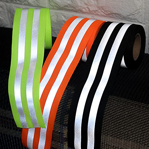 Sew On Silver Reflective Tape for Clothing Ribbon Fabric Webbing Trim Strip 2" x 16ft (Orange)