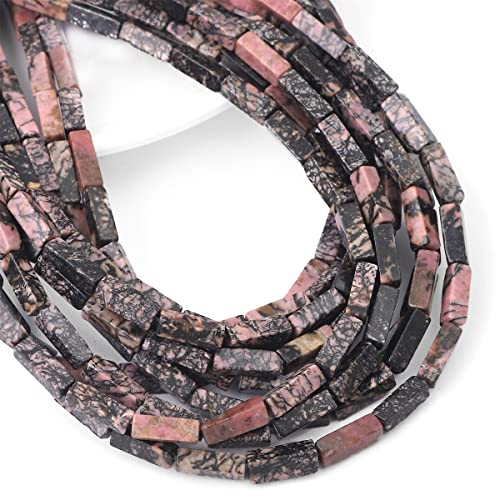 BEADIA Natural Rhodochrosite Tube Beads Rectangle 4x13mm 40cm/Strand Stone Beads for Jewelry Making