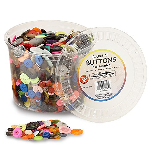 Hygloss Products Bucket O' Buttons, Assorted Buttons for Arts and Crafts, 3 Pound Bucket
