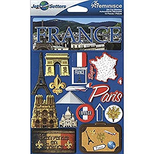 Reminisce JST-056 Jet Setters 3-Dimensional Die-Cut Sticker, France