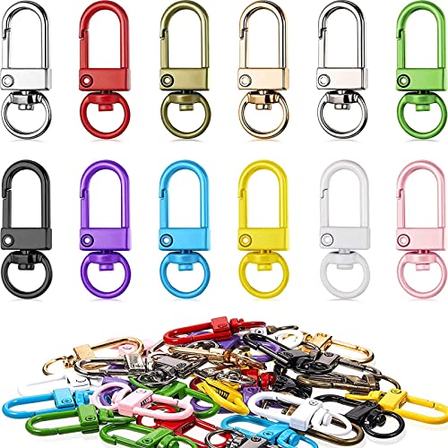 Colorful Metal Lobster Claw Clasps Swivel Lanyards Trigger Snap Hooks Strap with Key Rings DIY Accessories for Bag Key Chains Connector Jewelry Making, 12 Colors(36 Pieces)