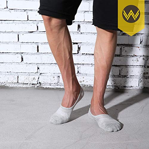 No Show Socks Mens 7 Pairs Cotton Thin Non Slip Low Cut Mens Invisible Casual Socks (4black+3grey, Size 6-8)