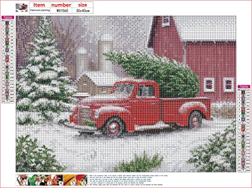 MXJSUA Red Truck Diamond Painting Kits for Adults,Red House Christmas Diamond Art Kits,Snowy Winter 5D Paint with Diamond Full Round Drill Gem Art,Truck Diamond Art Painting Kits(12x16/30x40cm)