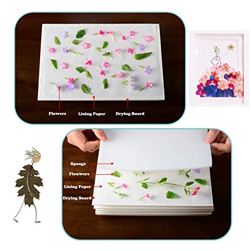 SUNETARY Flower Press Kit, 6 x 8 inch 6 Layers Leaf Press, Plant Press, Nature Press Kit Including Instructions for Making Specimen