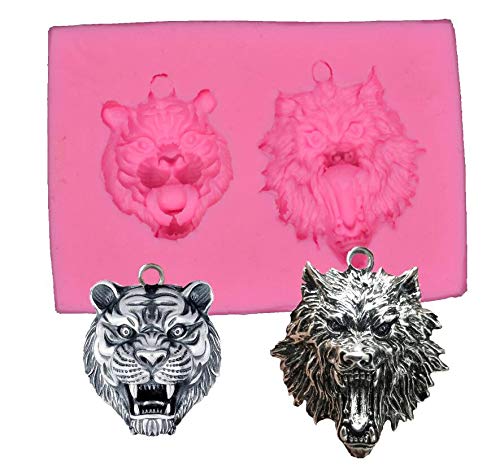Tiger and Wolf Head Pendant Resin Mold for Jewelry Making,Sugarcraft Cake Decorating, Cupcake Topper,Epoxy Resin, Polymer Clay,Fondant,Gum Paste,DIY