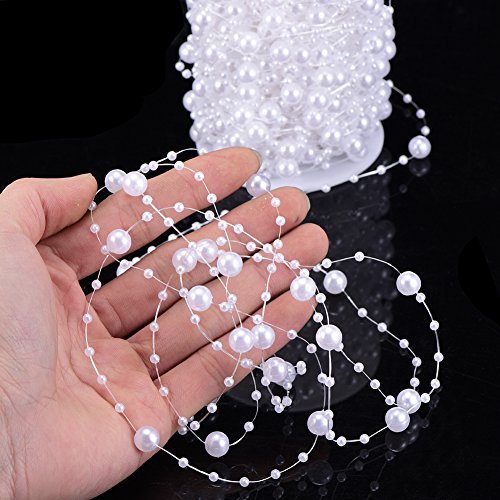 Bingcute 100 Feet Fishing Line Artificial Pearls String Beads Chain Garland Flowers Wedding Party Decoration,Party Supplies