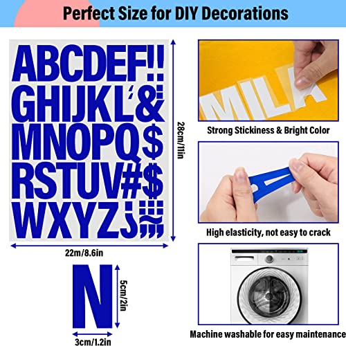20 Sheets 880 Pieces Iron on Letters for Clothing, 2 Inch 5 Colors Heat Transfer Vinyl Patches PU Alphabets Sticker T-Shirt Printing DIY Crafts Decorations (Black, White, Yellow, Red, Blue)