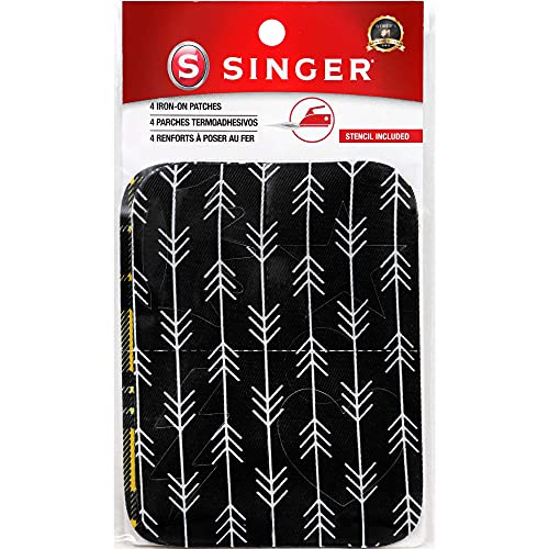 SINGER Fabric Iron-On Patches Decorative Print Set with Stencil, Set of 4