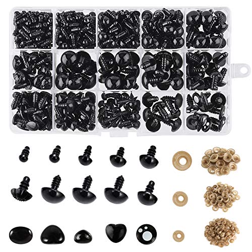 Plastic Safety Eyes and Noses with Washers 720Pcs, Craft Doll Eyes and Teddy Bear Nose for Amigurumi, Crafts, Crochet Toy and Stuffed Animals (Assorted Sizes)