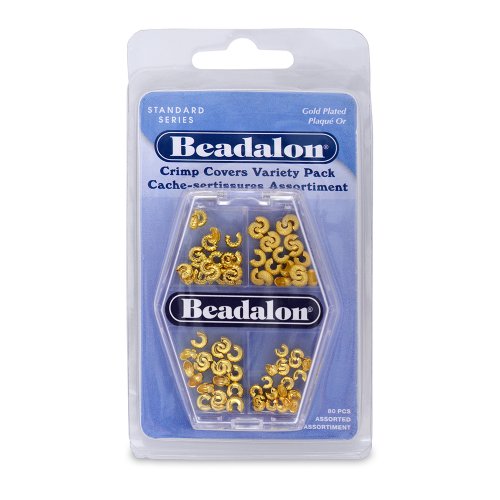 Beadalon Crimp Cover Assorted Nickel Free Gold Plated, 80-Piece