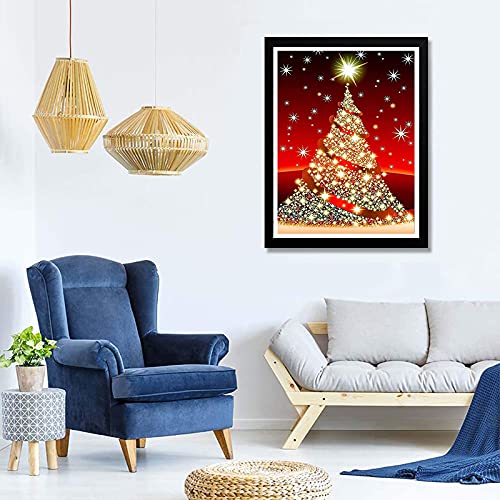 EKOVCO Didmond Painting Kits for Adults, DIY 5D Diamond Art Christmas Tree Picture, Full Drill Reinhstone Stocking Stuffers Christmas Gift for Women Kids Grils Friends Home Wall Decor 12x16 inch