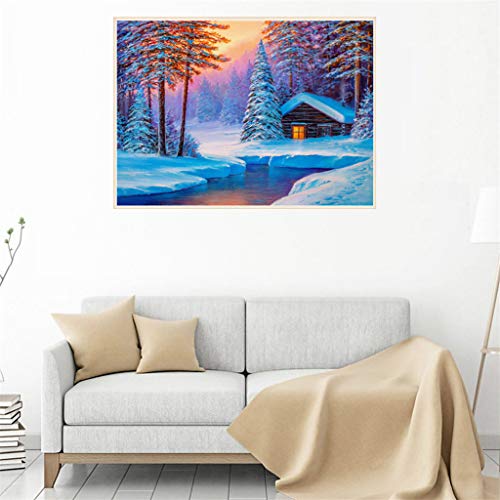 GZKLSMY DIY Diamond Painting Kits for Adults, Snow & Sunset Tree Full Drill 5D Diamond Art Painting Pictures Arts Craft for Home Wall Decor Gift