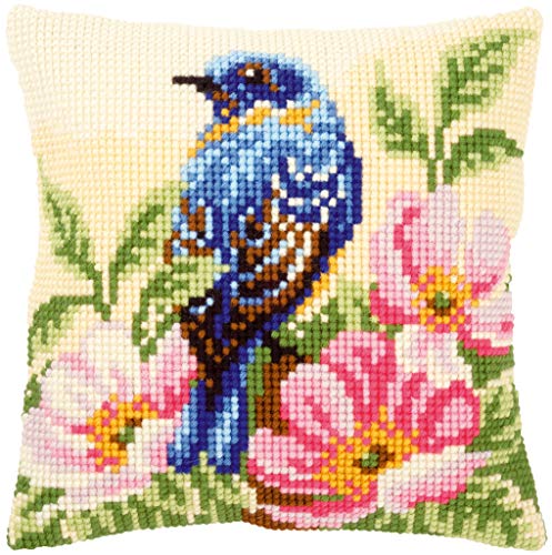 Vervaco Cross Stitch Cushion Kit Bird on Rose Bush 16" x 16"