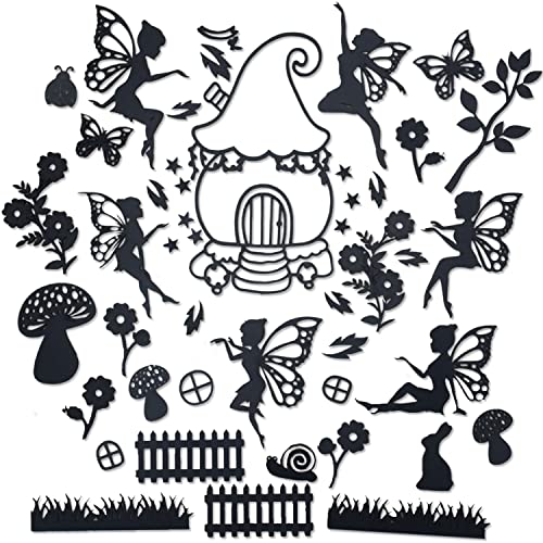 CrafTreat Fairy Garden Laser Cut Chipboard Embellishments for Crafting - Size:5.76X6 Inches - Fairy Pieces Silhouette Cutouts - Garden Fairy Cutouts for Crafts- Laser Cut Fairy Cut Out