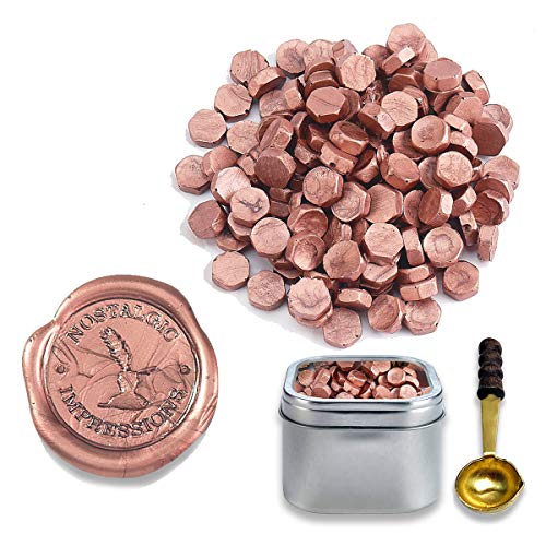Premium Sealing Wax Beads 2 OZ. in Tin with Melting Spoon-Rose Gold