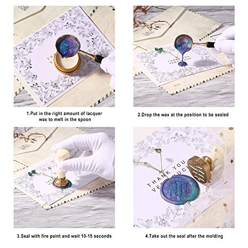 Wax Seal Stamp Kit, World Map Moon Star Mountain 6 PCs Copper Seals 1 Wooden Handle for Cards Envelopes Wedding Invitations Wine Package
