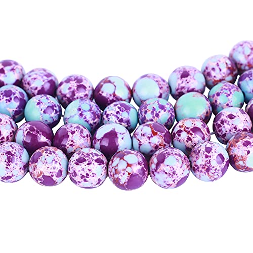 Purple-Blue Imperial Jasper Beads 37pcs/Strand 10mm Colorful Jasper Round Beads for Jewelry Making 15"