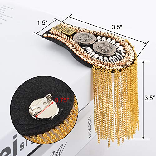 CM Fashion Star Tassel Link Chain Epaulet Shoulder Boards Badge, 1 Pair (Gold Tone(Style 2))