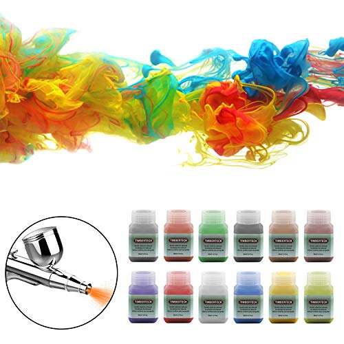 TIMBERTECH Professional Airbrush Paint, 12x30ml airbrush paint set of Acrylic Paint, Quick Drying Water Based, Rich Vivid Colors for Artists, Students, Beginners