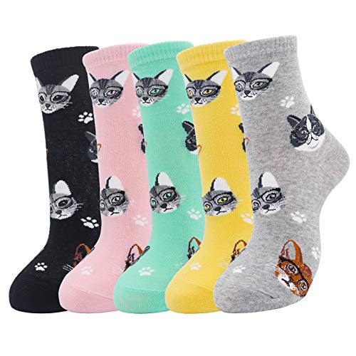 Jeasona Women’s Cool Cat Socks Cotton Cute Fun Novelty Funky Funny Gifts