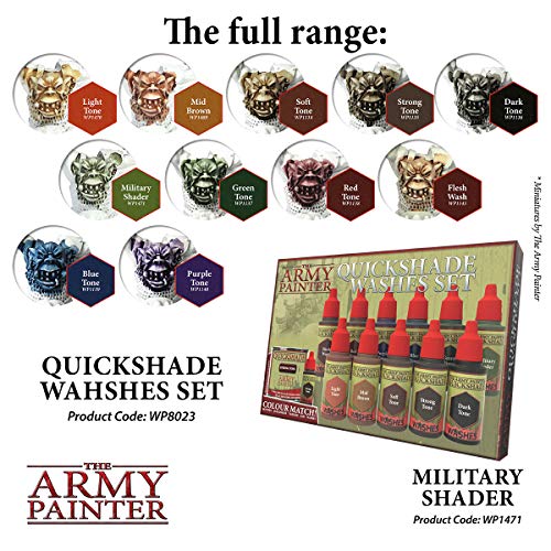 The Army Painter Military Shader Quickshade - Non-Toxic Lightly Pigmented Water Based Wash Paint for Tabletop Roleplaying, Boardgames, and Wargames Miniature Model Painting