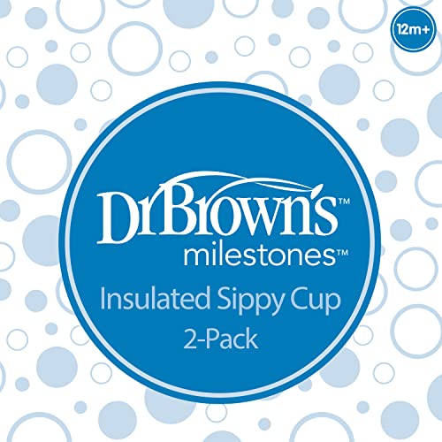 Dr. Brown’s Milestones Hard Spout Insulated Sippy Cup with Handles, Pink, 10 oz, 2 Pack, 12m+