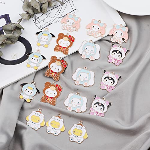 G-Ahora Cinnamoroll Kitty Accessories Pendant for Jewelry Making DIY Crafts 18 pcs Kuromi Charms for Earring Necklace Making