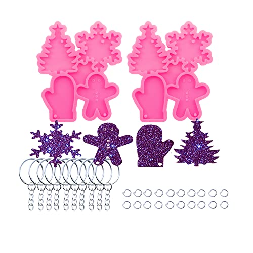 AMZTOART 2pc AMZTOART 2PC Resin Mold Christmas Days' for Christmas Tree Decoration Crafting Molds Silicone Epoxy Art DIY with 10Pc Key Ring