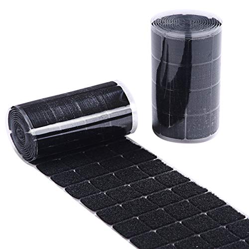 Sticky Back Coins Black Self Adhesive Dots 500pcs(250 Pairs) 1" Diameter Square Hook & Loop Dots Taps Perfect for School, Office