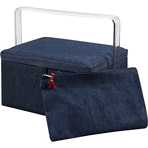 SINGER Large Sewing Basket Denim with Matching Zipper Pouch