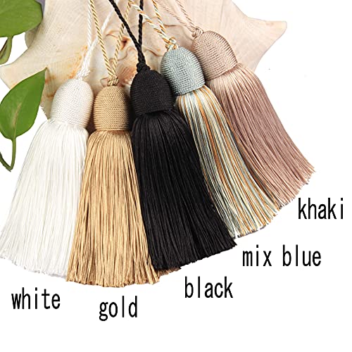 Fenghuangwu 2pcs Tassel Charms Polyester Key Tassels with Loop,DIY Handmade Craft Accessories of Home and Furniture  Decoration (Gold)