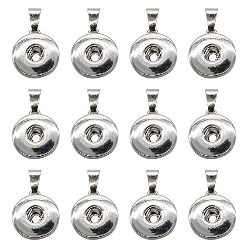 AUEAR, Pack of 20 Hang Snap Base Pendant 18mm for Interchangeable Snaps Charms Jewelry Making Silver