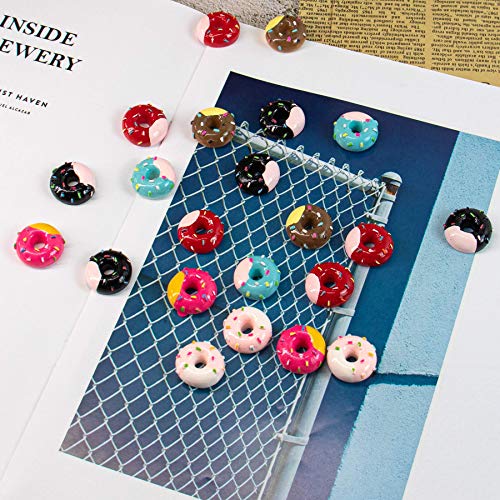 AUEAR, 30 Pack Resin Donut Charms Beads Donuts Flat Back Charm