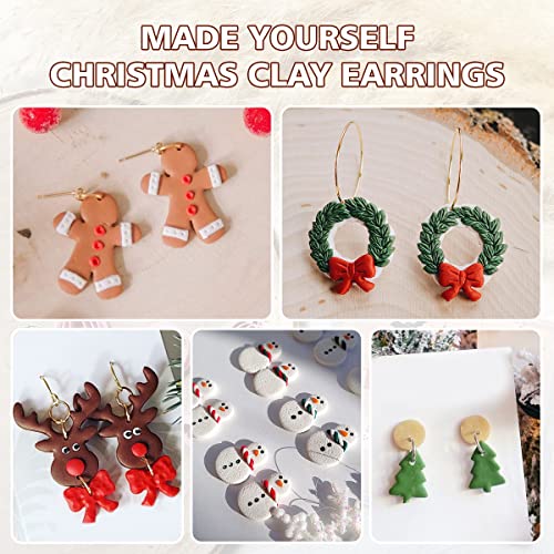 KEOKER Christmas Clay Cutters, Christmas Polymer Clay Cutters for Earrings Making, 12 Shapes Mini Christmas Clay Earrings Cutters, Small Christmas Tree Clay Cutters For Polymer Clay Jewelry