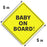 Baby On Board Sticker Sign - Essential for Cars - 2 Pack, 5" by 5" - Bright Yellow and SEE-THROUGH when Reversing - Best Safety Signs - No Need for Suction Cup or Magnet - Durable and Strong Adhesive